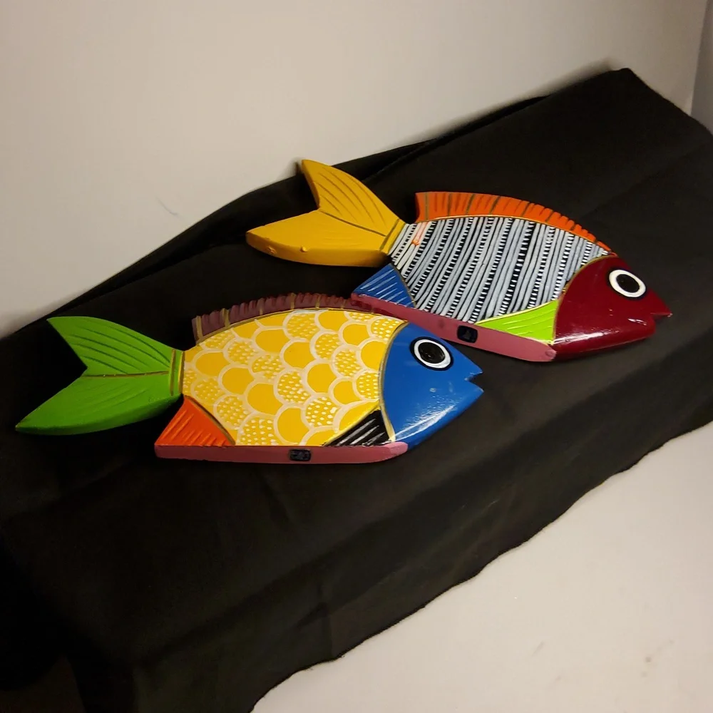 Vintage Mexican Folk Art Wooden Fish.